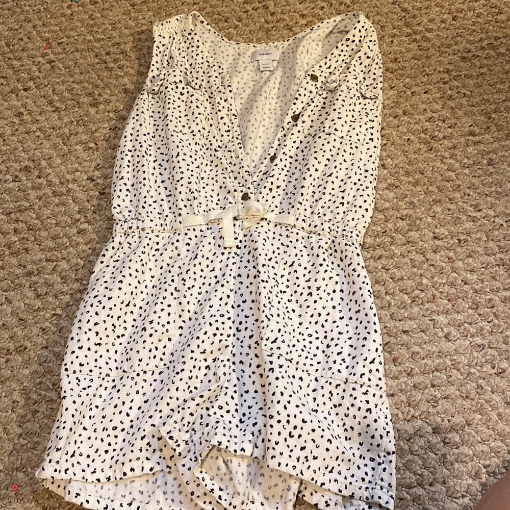 White and black leopard print romper